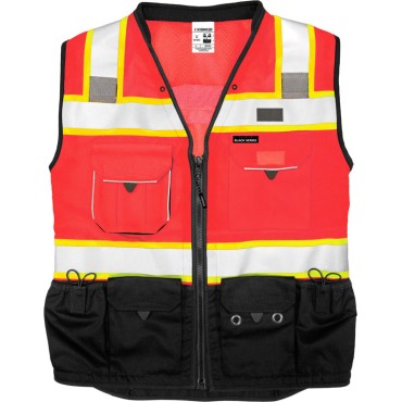 Kishigo S5002 Premium Black Series Surveyors Vest [Fluorescent Red]