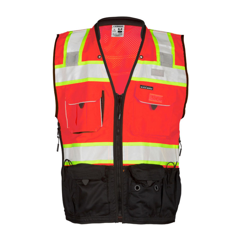 Kishigo S5002 Premium Black Series Surveyors Vest [Fluorescent Red]