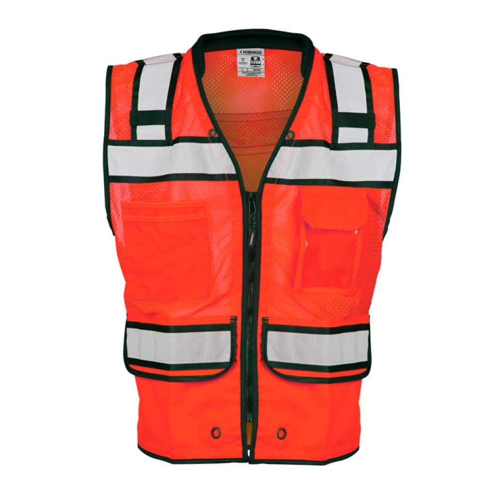 Kishigo S5004 High Performance Surveyors Vest [Fluorescent Red]