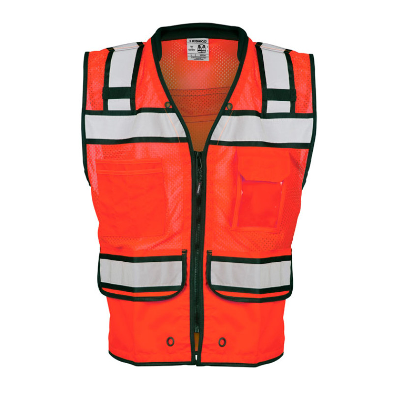Kishigo S5004 High Performance Surveyors Vest [Fluorescent Red]