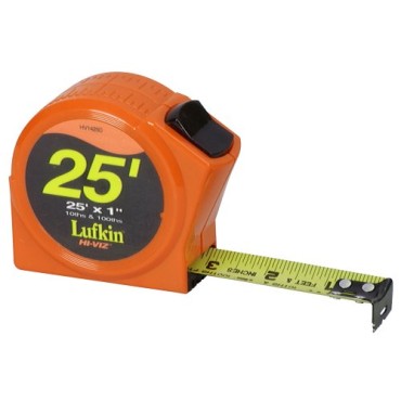 Lufkin 1-Inch x 25 Engineers Orange Power Return Tape Measure