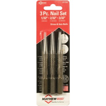 Mayhew Tools 47502 3PC 1/2/3/32 NAIL SET   