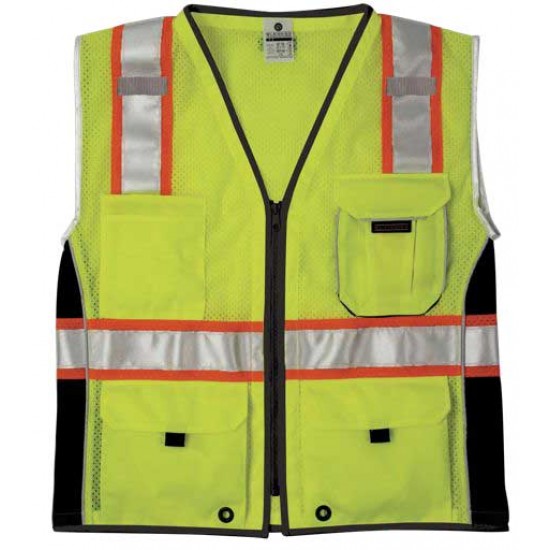 5X-Large Lime ML Kishigo 1513 Ultra-Cool Polyester Black Series Heavy Duty Vest