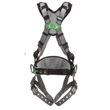 MSA V-Fit™ Construction Harness, Standard, Back & Hip D-Rings, Tongue Buckle Leg Straps
