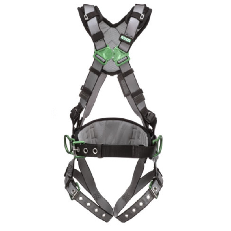 MSA V-Fit™ Construction Harness, Extra Large, Back & Hip D-Rings, Tongue Buckle Leg Straps