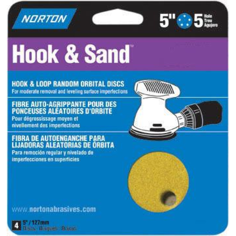 Norton Abrasives 02206 5X5 120 HOOK & SAND DISC