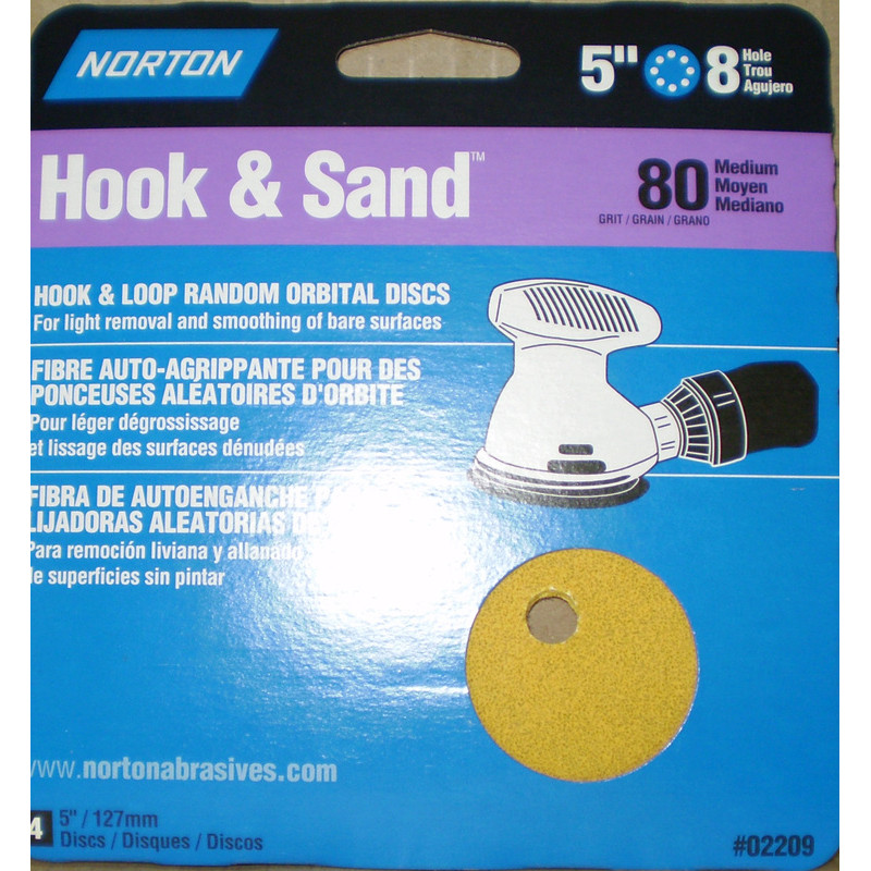 Norton Abrasives 02209 5X8 80 HOOK & SAND DISC