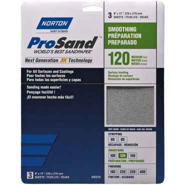 Norton Abrasives 68161 120G 3PK PROSAND SHEETS