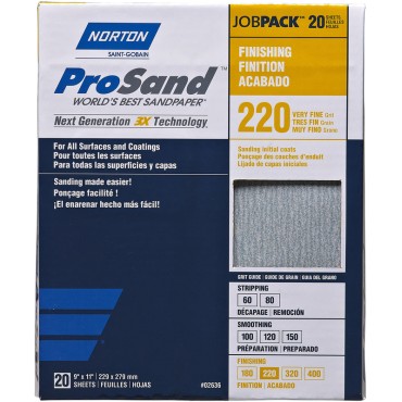 Norton Abrasives 02636 20PK 220G PROSAND SHEETS