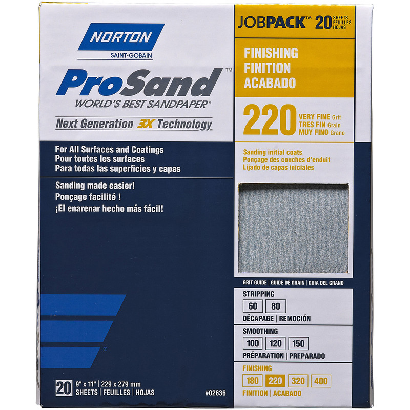 Norton Abrasives 02636 20PK 220G PROSAND SHEETS