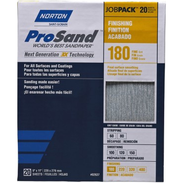 Norton Abrasives 02637 20PK 180G PROSAND SHEETS