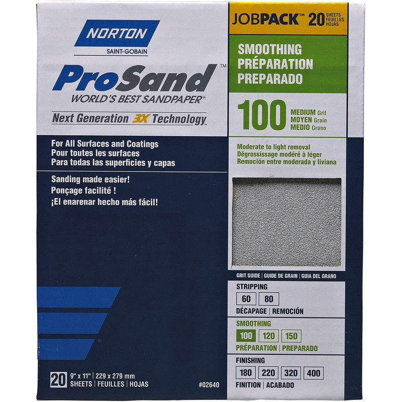 Norton Abrasives 02640 20PK 100G PROSAND SHEETS