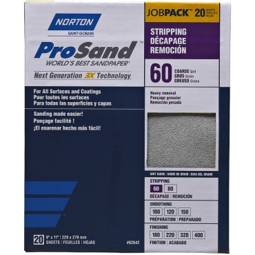 Norton Abrasives 02642 20PK 60G PROSAND SHEETS