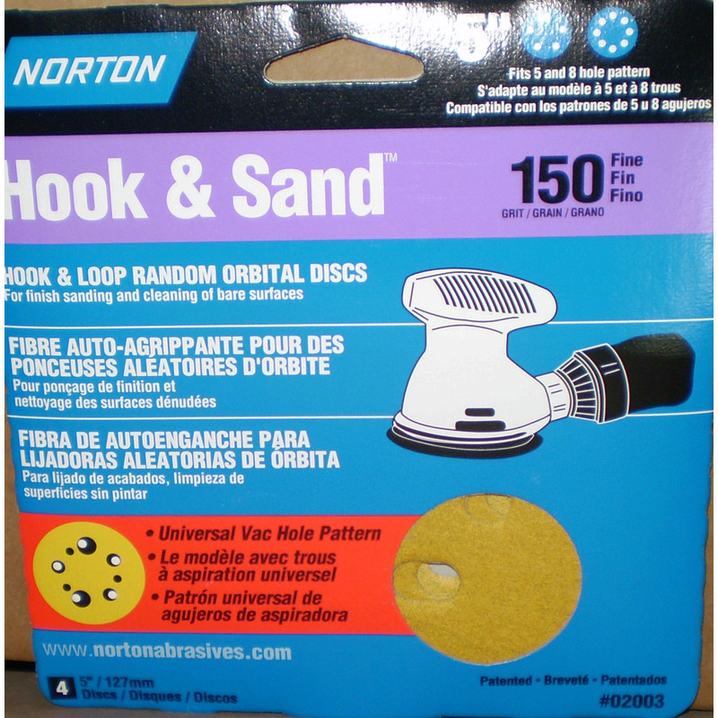 Norton Abrasives 02003 150 5X5 8 HOLE SAND DISC