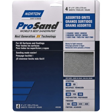 Norton Abrasives 05386 4PK ASSRT PROSAND SHEETS