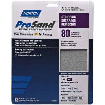 Norton Abrasives 02621 80G 3PK PROSAND SHEETS