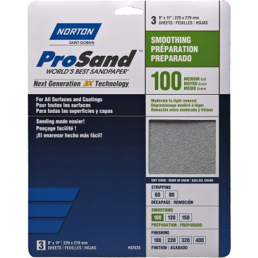 Norton Abrasives 02620 100G 3PK PROSAND SHEETS