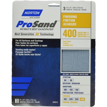 Norton Abrasives 02612 400G 3PK PROSAND SHEETS