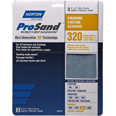 Norton Abrasives 02613 320G 3PK PROSAND SHEETS