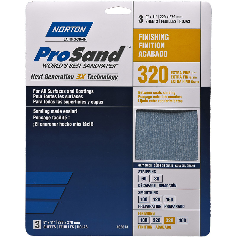 Norton Abrasives 02613 320G 3PK PROSAND SHEETS