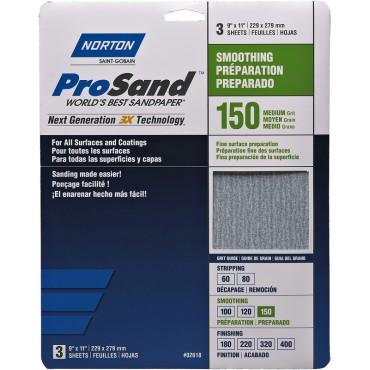 Norton Abrasives 02618 150G 3PK PROSAND SHEETS