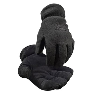 2396-3 Leather Palm Glove with Fleece Back - Black - Small