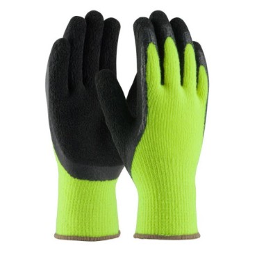 41-1420-L G-Tek Seamless Knit Hi Vis Acrylic Shell Glove Lime Yellow Black Crinkle Grip - 12 pk