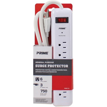 Prime Wire PB802124 3 6 SURGE STRIP     