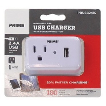 Prime Wire PBUSB241S 150J 1 SURGE TAP USB