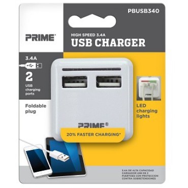 Prime Wire PBUSB340 3.4AMP USB CHARGER   