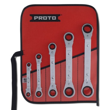 Proto® 5 Piece Offset Reversible Ratcheting Box Wrench Set - 6 and 12 Point