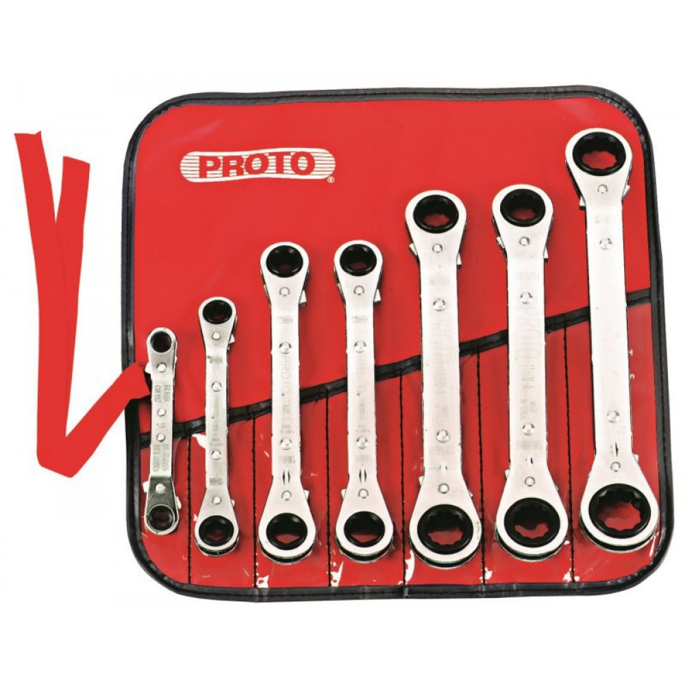 Proto® 7 Piece Offset Reversible Ratcheting Box Wrench Set 6 and 12 Point