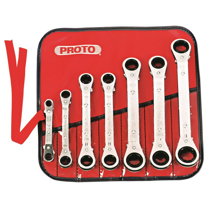 Proto® 7 Piece Offset Reversible Ratcheting Box Wrench Set - 6 and 12 Point