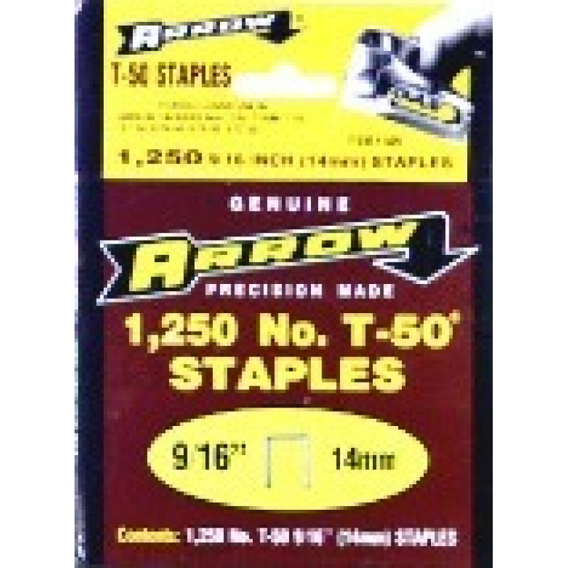 Arrow Fasteners 50924 1250PK 9/16 T50 STAPLE
