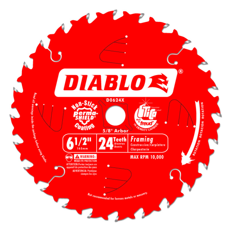 Diablo 6-1/2" x 24T x 5/8" Atb Framing Saw Blade