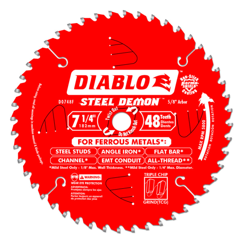 Diablo 7-1/4" x 48T x 5/8" Steel Demon Ferrous Metal Cutting Saw Blade