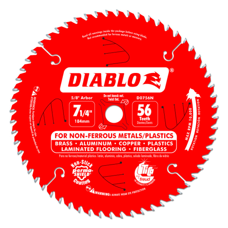 Diablo 7-1/4" x 56T x 5/8" Non-ferrous Metal And Plastic Cutting Saw Blade