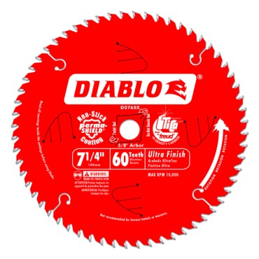 Diablo 7 1/4" X 60 Tooth X 5/8 Finish Carded