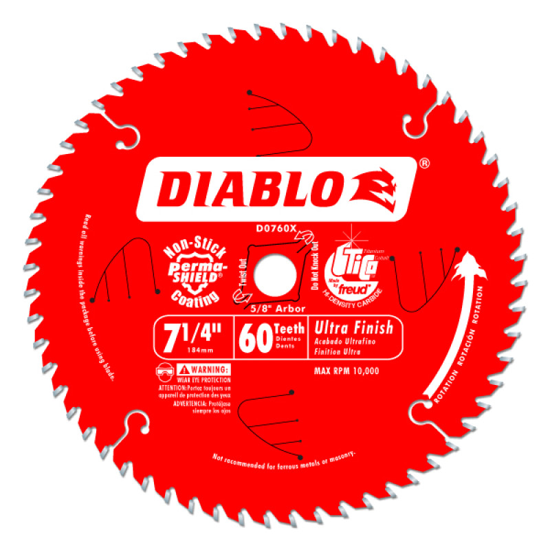 Diablo 7-1/4" x 60T x 5/8"  Ultra Finish Saw Blade