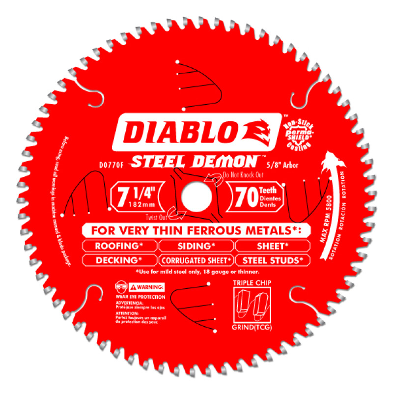 Diablo 7-1/4" x 70t x 5/8" Steel Demon Ferrous Cutting Saw Blade
