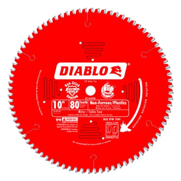 Diablo 10" x 80T x 5/8" Tcg Nonferrous/Plastic Blade