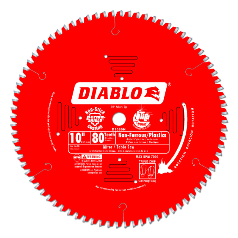 Diablo 10" x 80T x 5/8" Tcg Nonferrous/Plastic Blade