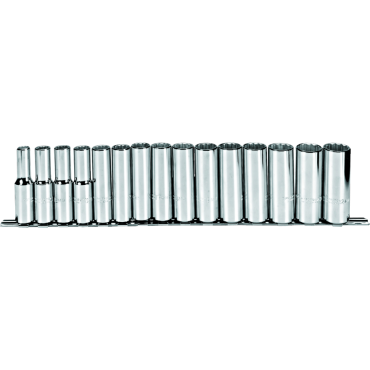 Proto® 1/2" Drive 15 Piece Metric Deep Socket Set - 12 Point 