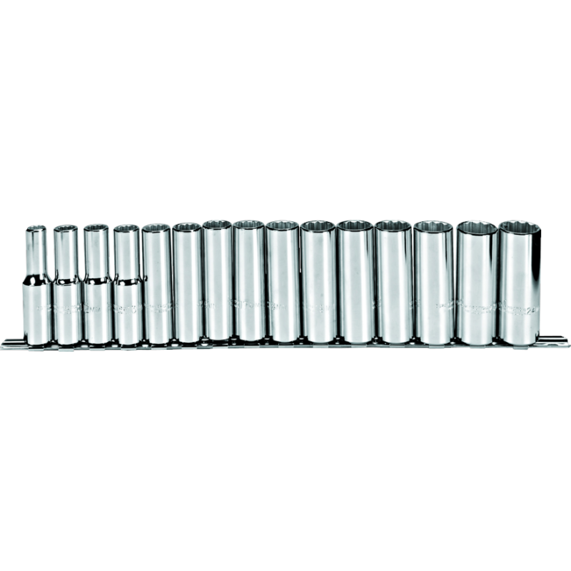 Proto® 1/2" Drive 15 Piece Metric Deep Socket Set - 12 Point 