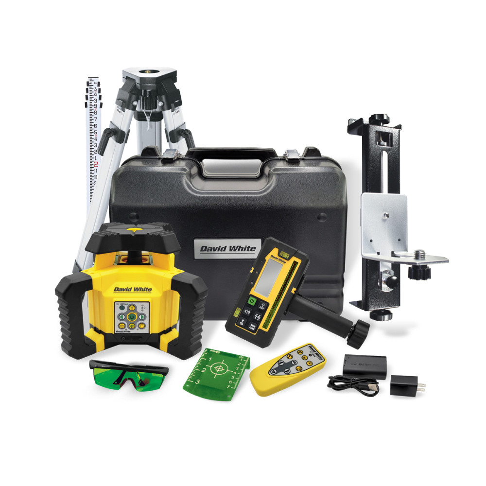 David White 47-LM130HVGK-4C H/V Green Beam Rotary Laser with Tripod & 13-ft Grade Rod (Inches) David White 47-LM130HVGK-4C H/V Green Beam Rotary Laser with Tripod & 13-ft Grade Rod (Inches)
