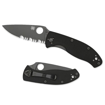 Spyderco Tenacious Folding Knife Black Combo Blade C122GBBKPS