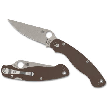 Spyderco C36GPBN15V2 MILITARY 2 Brown G-10 CPM 15V Sprint Run PlainEdge