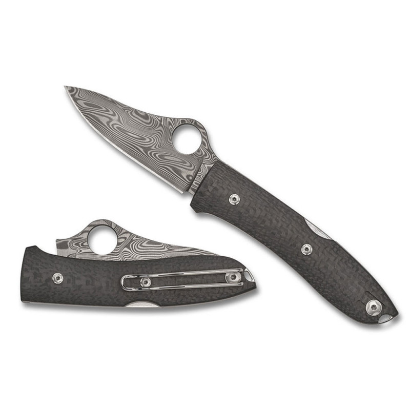 Spyderco SPYOPERA™ CARBON FIBER THOR™ DAMASCUS C255CFPD