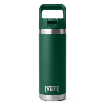 YETI Rambler 18 Oz Bottle Color Matched Straw Cap Black Forest Green