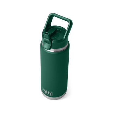 YETI Rambler 26 Oz Straw Bottle Black Forest Green